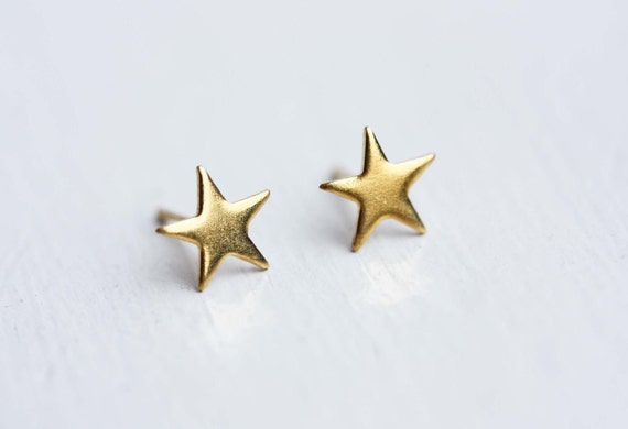 Star Studs Gold, Small Star Studs, Gold Star Earr… - image 2