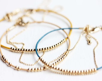 Beaded Bracelet Delicate, Dainty Beaded Bracelet, Leather Bracelet, Thin Beaded Bracelet, Gold Beaded Bracelet, Silver Beaded Bracelet