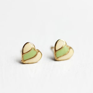 Green Stripe Heart Studs image 2