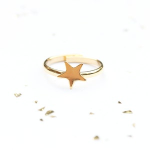 Star Ring Gold, Delicate Star Ring, Adjustable Star Ring, Vintage Star Ring, Gold Star Ring, Small Gold Star Ring, Star Shaped Ring image 1