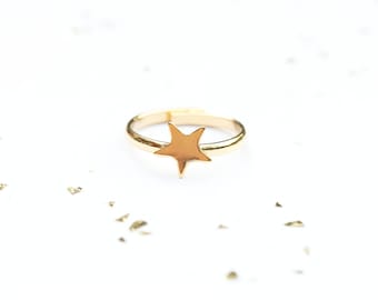 Star Ring Gold, Delicate Star Ring, Adjustable Star Ring, Vintage Star Ring, Gold Star Ring, Small Gold Star Ring, Star Shaped Ring