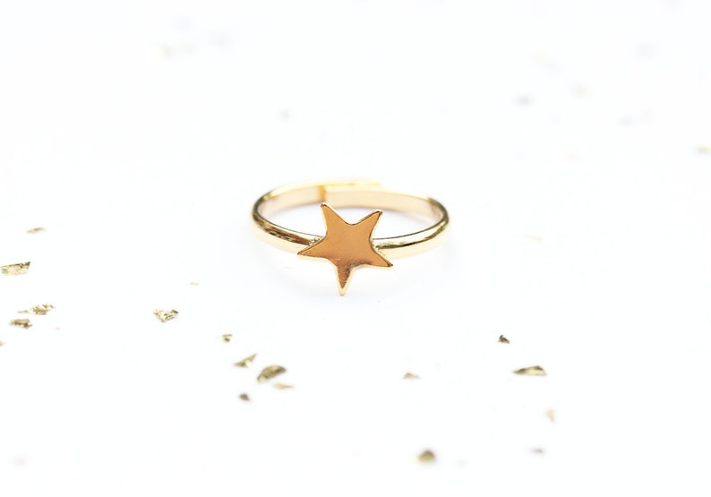 Star Ring Gold, Delicate Star Ring, Adjustable Star Ring, Vintage Star Ring, Gold Star Ring, Small Gold Star Ring, Star Shaped Ring image 1