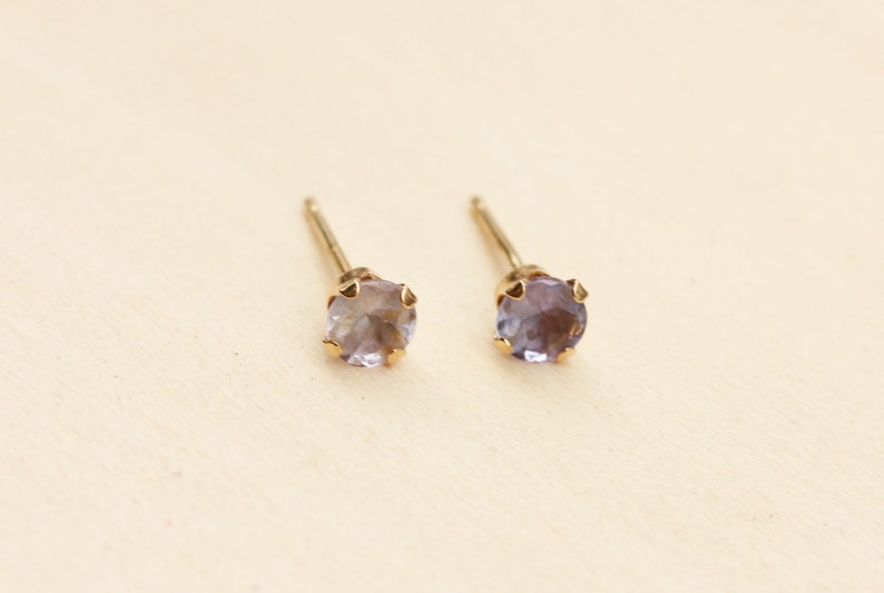 Gold Iolite Stud Earrings 10K Gold Earrings Iolite Stud Earrings Gold Iolite Earrings Blue Gold Stud Earrings Purple Gold Stud Earrings