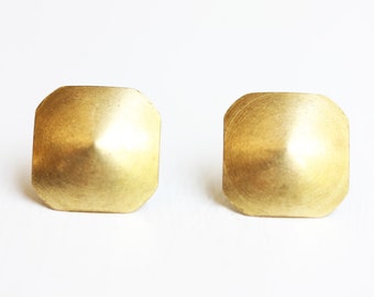 Brass Square Studs, Brass Dome Studs, Dome Studs, Brass Studs, Square Studs, Large Studs, Geometric Studs, Brass Earrings, Studs