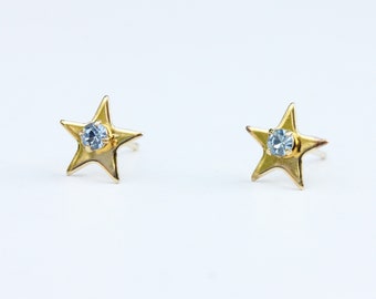 Star Studs Gold, Stone Star Studs, Star Studs, Crystal Studs, Blue Star Studs, Tiny Star Studs, Star Earrings, Gold Earrings, Star Earrings