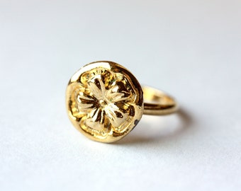 Blumen Kreis Ring, Blumen Ring, Gold Blumen Ring, Runder Gold Ring