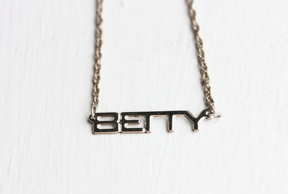 Betty Name Necklace Silver, Name Necklace, Vintag… - image 1