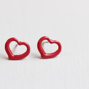 Enamel Heart Studs, Heart Studs, Colorful Studs, Heart Shaped Studs, Enamel Studs, Steel Studs, Vintage Heart Studs, Stud Earrings, Studs image 5