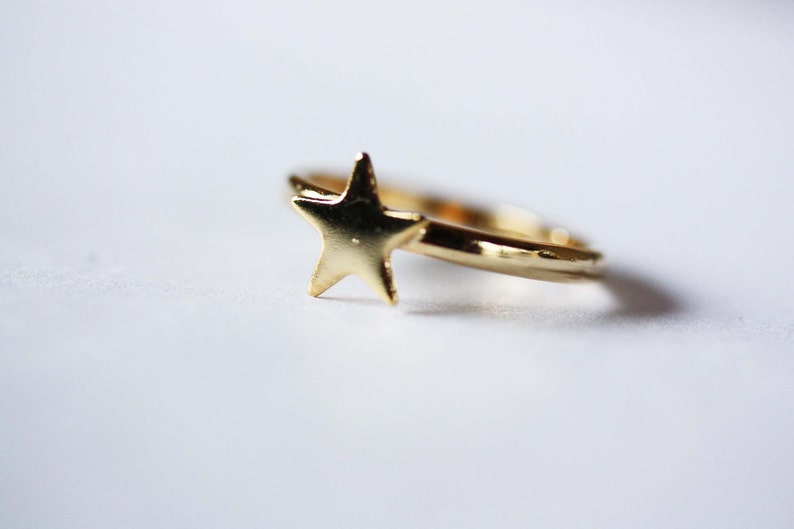 Star Ring Gold, Delicate Star Ring, Adjustable Star Ring, Vintage Star Ring, Gold Star Ring, Small Gold Star Ring, Star Shaped Ring image 4