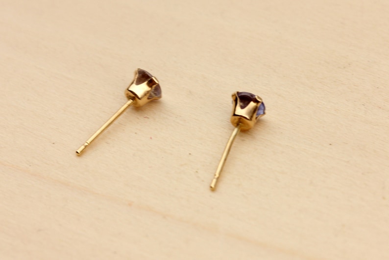 Gold Iolite Stud Earrings 10K Gold Earrings Iolite Stud Earrings Gold Iolite Earrings Blue Gold Stud Earrings Purple Gold Stud Earrings