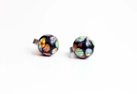 Glass Ball Studs, Millefiori Studs, Ball Studs, R… - image 3