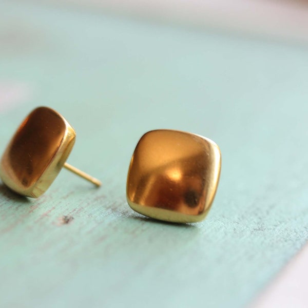 Square Studs, Gold or Silver