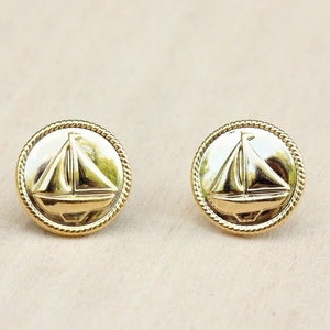 Ship Studs Gold, Sailboat Studs Gold, Boat Studs Gold, Sailing Studs Gold, Gold Studs, Gold Earrings, Ship Studs Gold
