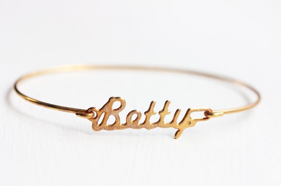 Betty Name Bracelet Gold, Name Bracelet, Vintage Name Bracelet 