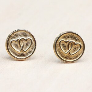 Heart Studs Gold, Round Heart Studs Gold, Heart Earrings Gold, Simple Heart Earrings, Double Heart Studs, Heart Shaped Studs