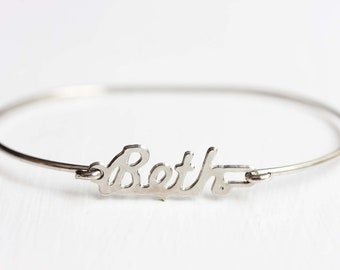 Beth Name Bracelet Silver, Name Bracelet, Vintage Name Bracelet Silver, Vintage Name Bracelet, Silver Bracelet, Vintage Bracelet