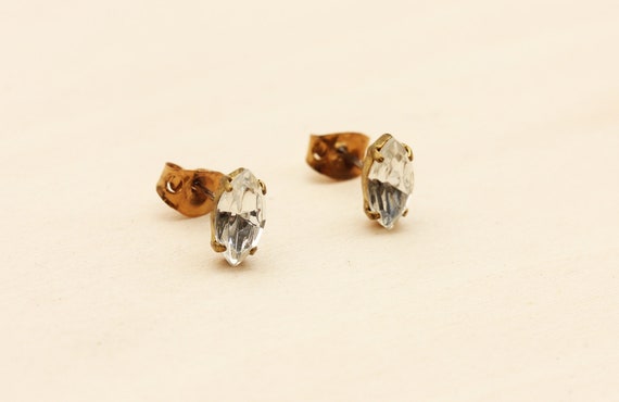 Crystal Marquise Studs, Crystal Earrings, Clear S… - image 2