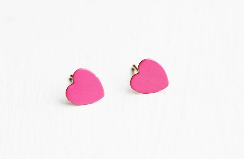 Hot Pink Heart Studs image 2