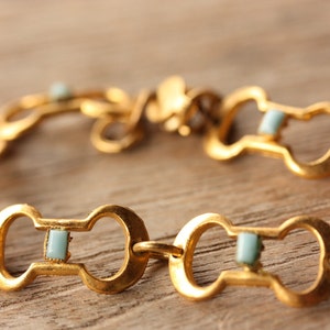 Gold Oval Link Turquoise Bracelet