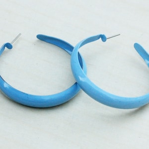 Blue Enamel Hoops, Blue Hoops, Vintage Hoops, Hoops, Hoop Earrings, Colorful Earrings, Earrings, Blue Earrings