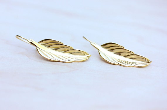 Leaf Dangle Earrings Gold or Silver | Etsy