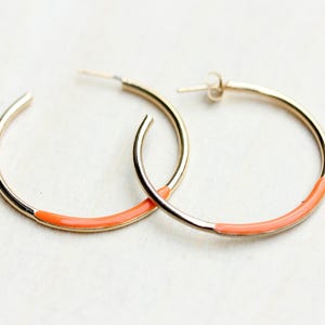 Enamel Gold Hoops, Colorful Hoops, Blue Hoops, Orange Hoops, Gold Hoops, Round Hoops, Hoop Earrings, Gold Hoop Earrings