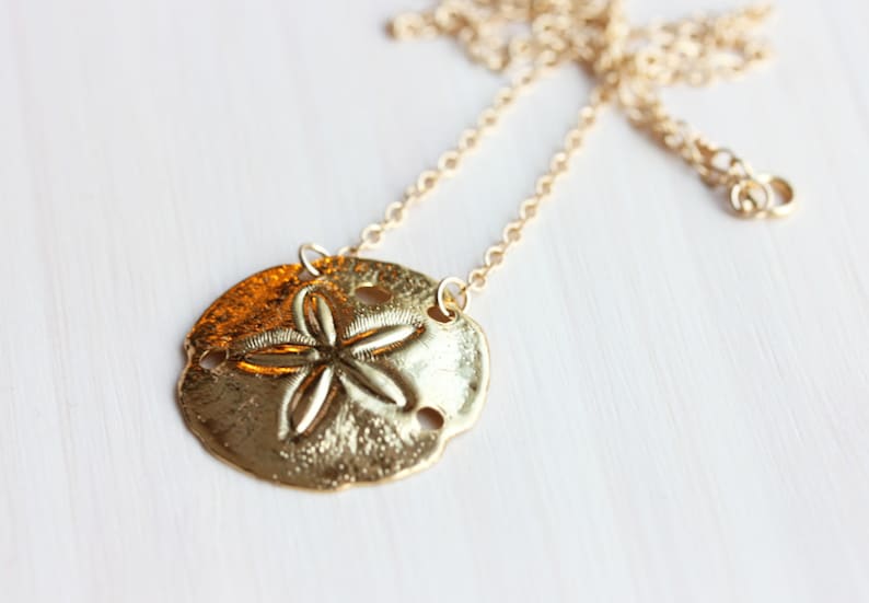 Sand Dollar Necklace, Beach Necklace, Sand Dollar Charm Necklace, Nautical Necklace, Ocean Necklace, Gold Fill Necklace, Gold Chain image 1