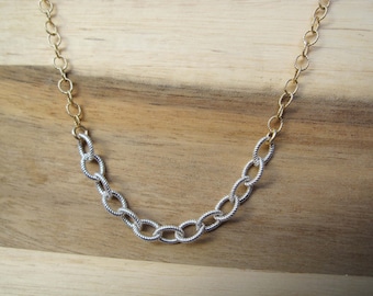 Simple Chain Necklace, Chain Necklace, Mixed Metal Chain Necklace, Nautical Necklace