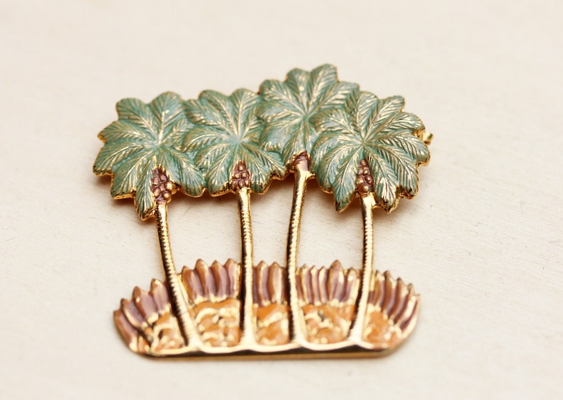 Enamel Palm Tree Brooch