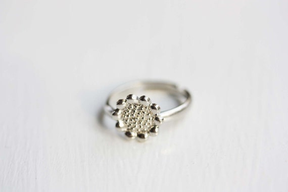 Silver Sunflower Ring, Sunflower Ring, Silver Rin… - image 3