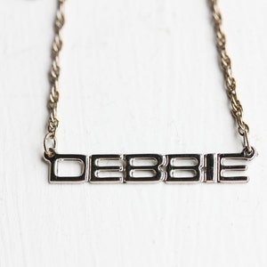 Debbie Name Necklace Silver, Name Necklace, Vintage Name Necklace Silver, Vintage Name Necklace, Gold Necklace, Vintage Necklace image 1