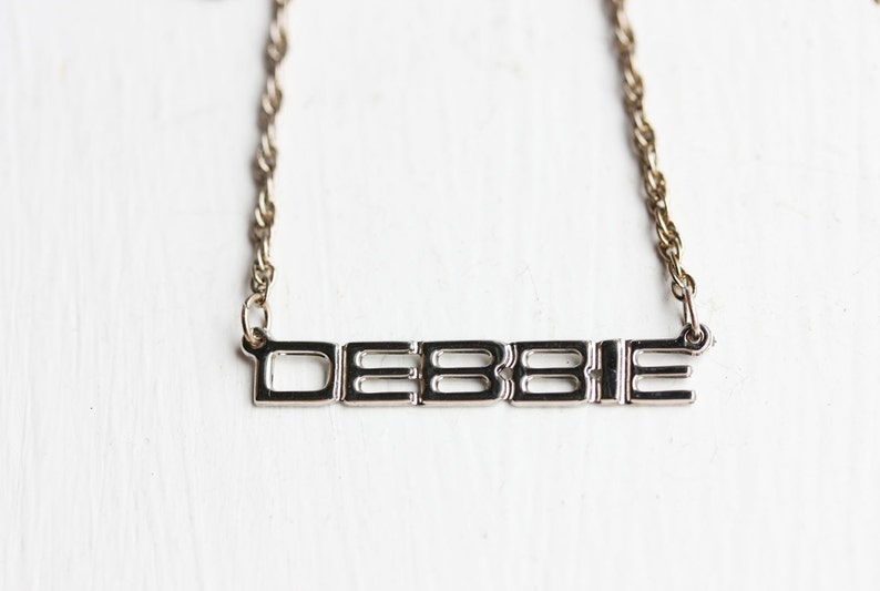 Debbie Name Necklace Silver, Name Necklace, Vintage Name Necklace Silver, Vintage Name Necklace, Gold Necklace, Vintage Necklace image 1