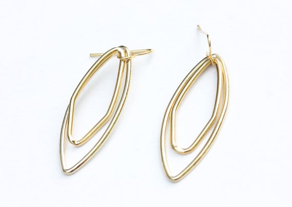 Oval Earrings Gold, Wire Earrings Gold, Marquise Earrings Gold, Delicate Earrings Gold, Dangle Earrings Gold, Drop Earrings Gold