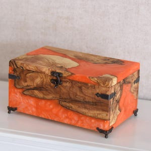 Olive Wood Jewelry Box with Resin Accent – Elegant Gift Box for Women, Perfect for Anniversaries & Special Occasions