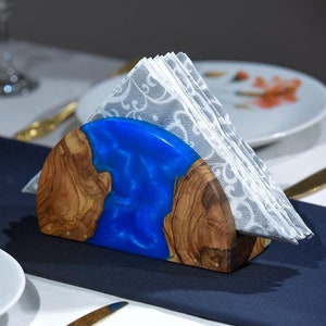 Handgemachter Serviettenhalter aus Olivenholzharz, Serviettenhalter aus Epoxidharz, Taschentuchbox, Küchengeschirr aus Holz, Einweihungsgeschenk, Weihnachtsgeschenke