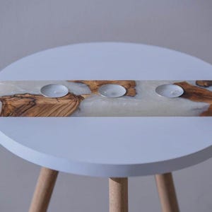 Epoxy & Olive Wood Tealight Holder, Modern Resin Candle Stand, Housewarming Gift,  Elegant Home Decor, Unique Gift, Christmas Gifts.