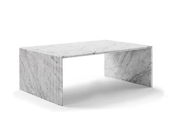 Cascade 35" Rectangle Coffee Table - Carrara White Marble