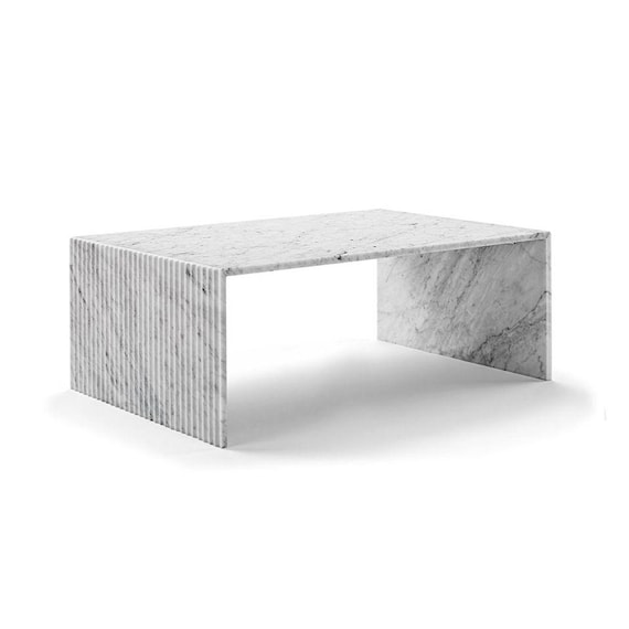 Cascade 35" Rectangle Coffee Table - Carrara White Marble