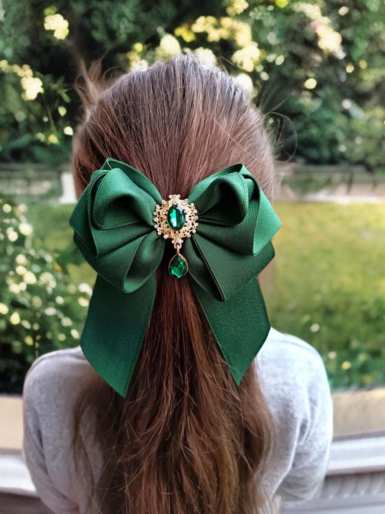IKOLA 2x Samt-Haarschleifen Mit Pailletten In Grün – Glamourös Für Partys & Festivals