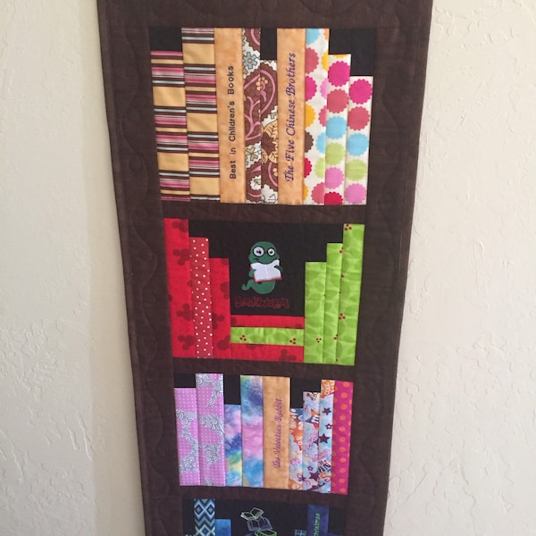 BOOKCASE QUILT skinny wall hanging