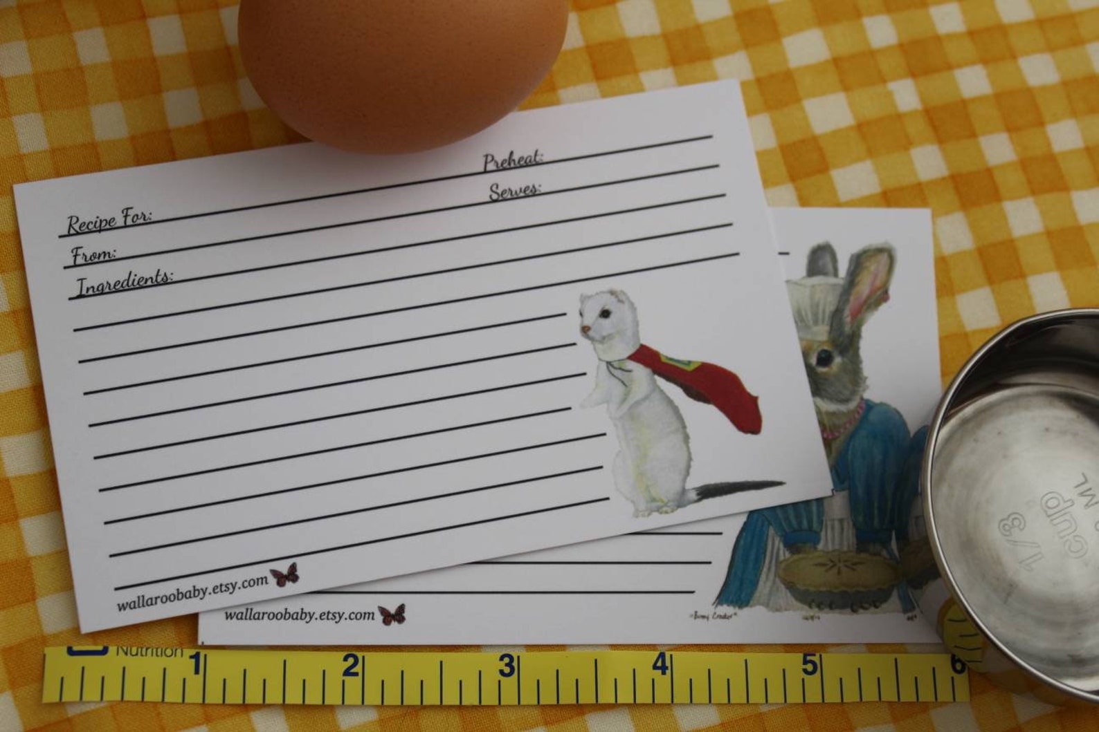 3x5 Recipe Cards in 16 Different Original Designs, Animals, Dog, Fox ...
