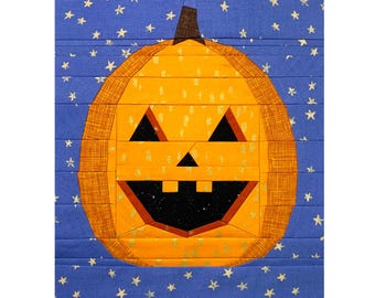 Pumpkin Pals Jack-o’-Lantern FPP Quilt Block Pattern