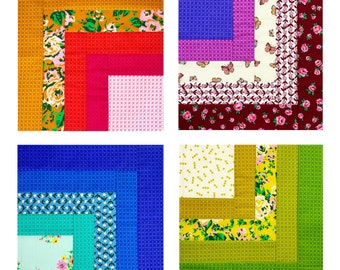 Quarter Log Cabin FPP Quilt Block