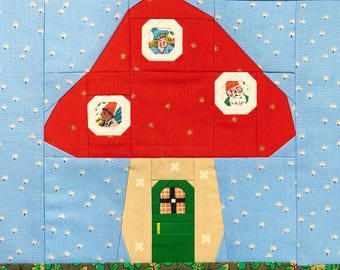 Mushroom Cottage Quilt Block