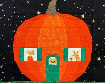 Pumpkin Cottage Quilt Block FPP Pattern