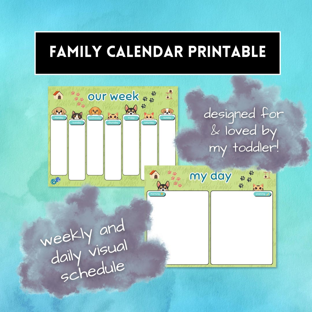 Family Calendar & Weekly Schedule Printable - Fun Kids Visual Schedule ...