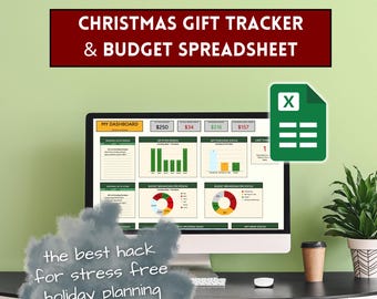 Christmas Gift Spreadsheet - Holiday Budget Spreadsheet, Christmas Present Tracker, Google Sheets Spreadsheet Template, Track Gift Wrapping