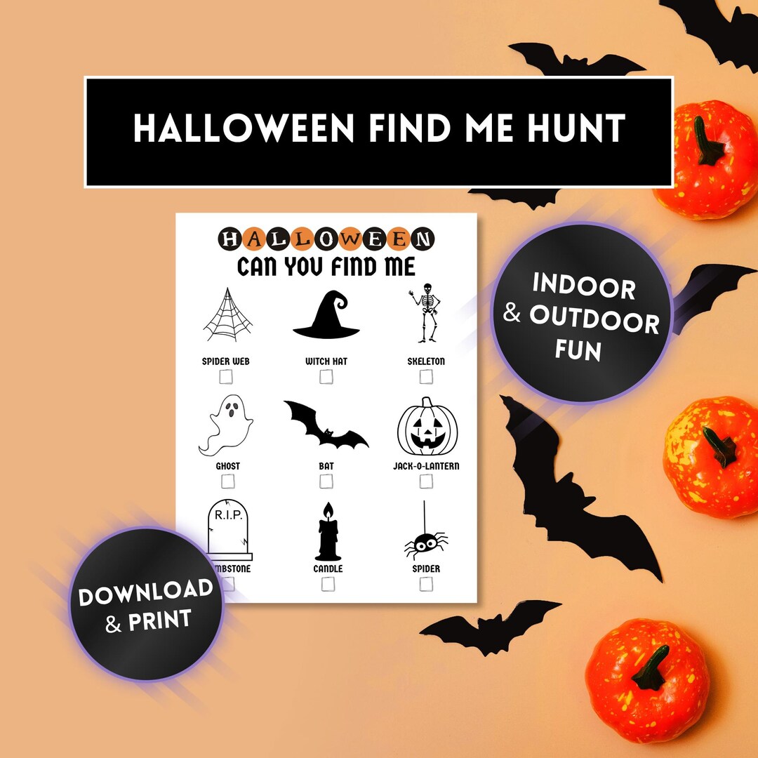 Halloween Find Me Printable - Easy Halloween Scavenger Hunt for Kids ...