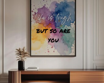 Watercolor Resilience Quote Canvas Print | Motivational Home Office Art