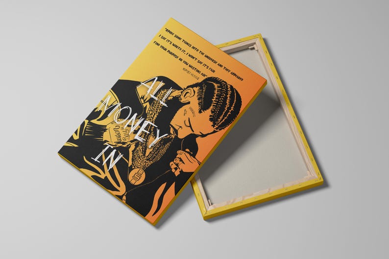 Nipsey Hussle Victory Lap Lyrics Wall Art – All Money In Motivational Hip Hop Canvas, Success Decor for Home Office